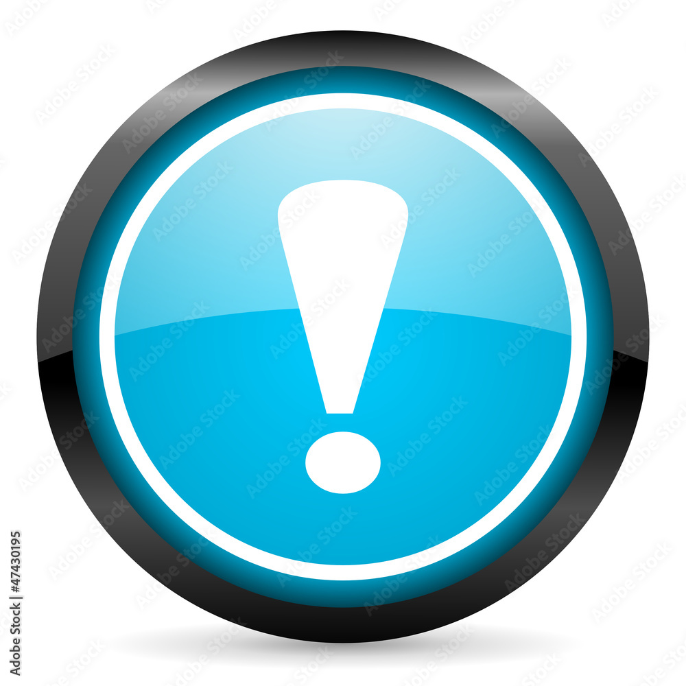 exclamation sign blue glossy circle icon on white background exclamation sign blue glossy circle icon on white background