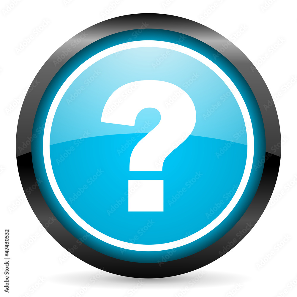 question mark blue glossy circle icon on white background question mark blue glossy circle icon on white background