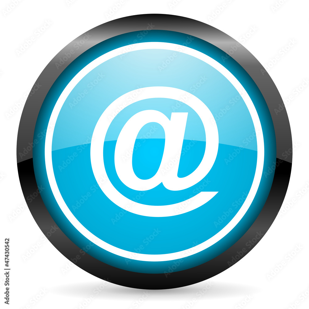 at blue glossy circle icon on white background at blue glossy circle icon on white background