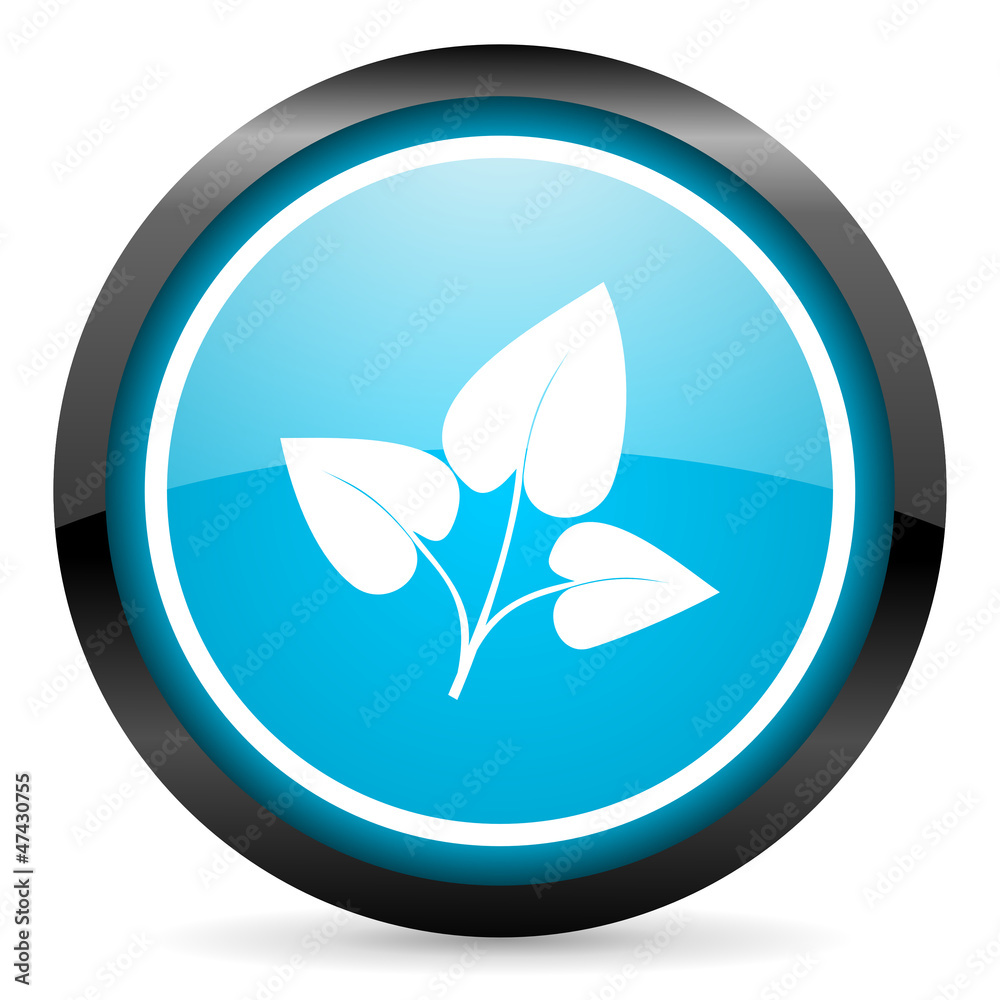 eco blue glossy circle icon on white background eco blue glossy circle icon on white background
