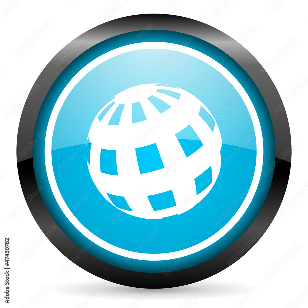 earth blue glossy circle icon on white background earth blue glossy circle icon on white background