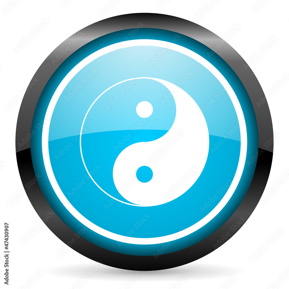 ying yang blue glossy circle icon on white background ying yang blue glossy circle icon on white background