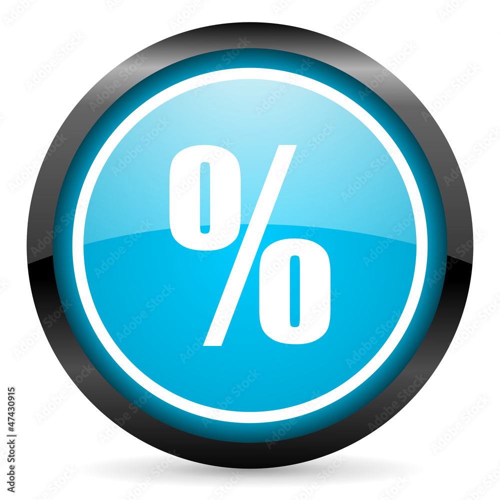 percent blue glossy circle icon on white background percent blue glossy circle icon on white background