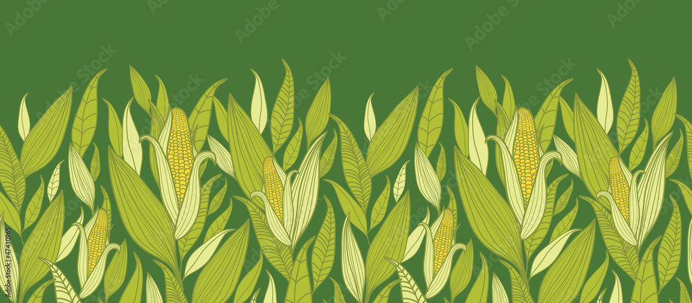 custom made wallpaper toronto digitalVector corn plants horizontal seamless pattern ornament