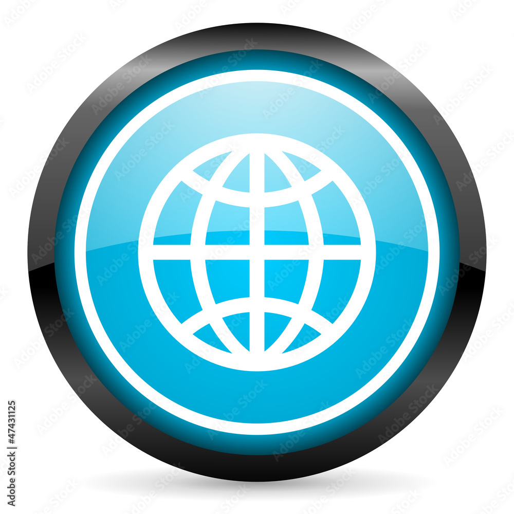 earth blue glossy circle icon on white background earth blue glossy circle icon on white background