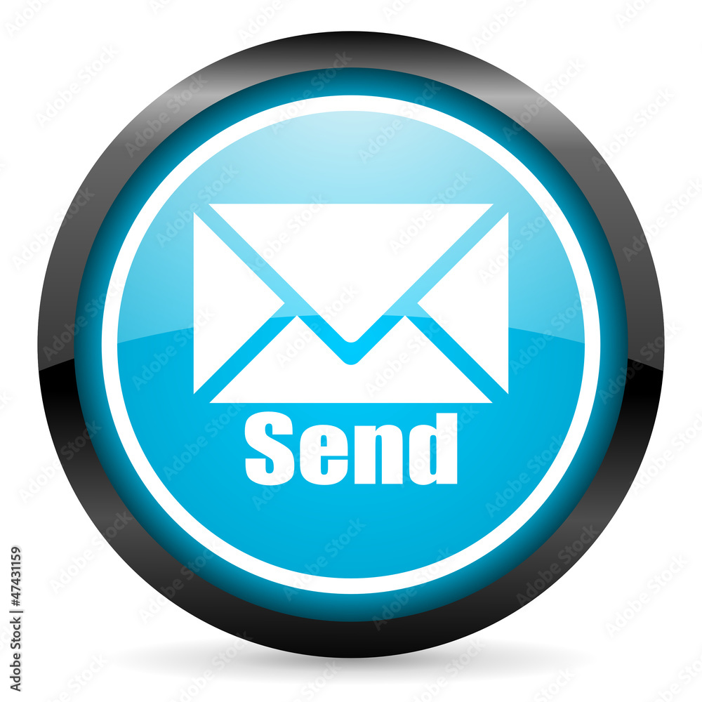 send blue glossy circle icon on white background send blue glossy circle icon on white background