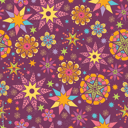 Vector colorful stars seamless pattern background with hand