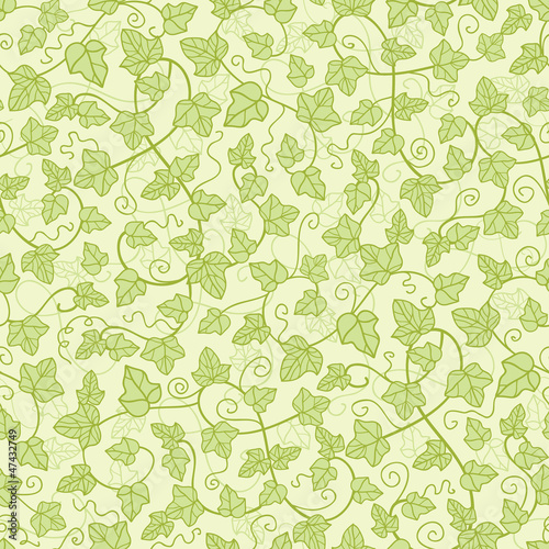 Vector ivy plants seamless pattern background with hand drawn