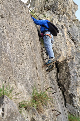 female climber on Via Ferrata