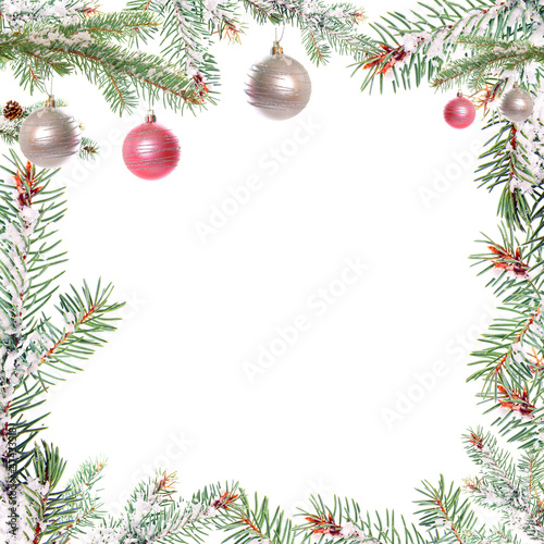 Fir branch with Christmas decorations