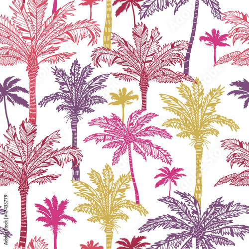 Tapety Wektorowych drzewek palmowych bezszwowy deseniowy tło z ręką rysującą
