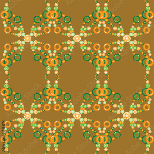 Colorful wallpaper from beads on brown background