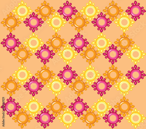 Colorful wallpaper from beads on orange background