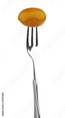 Olive on a fork