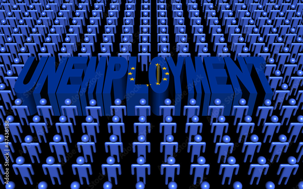 Fototapeta premium European Union people with unemployment text illustration