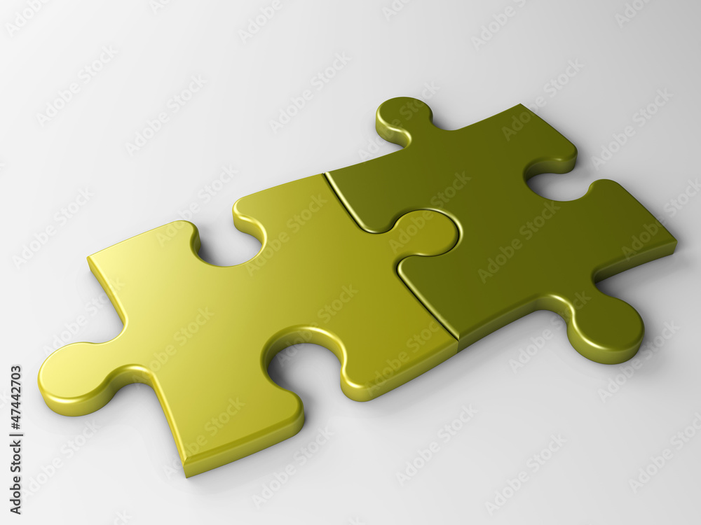 Obraz premium isolated two puzzle pieces with clipping path