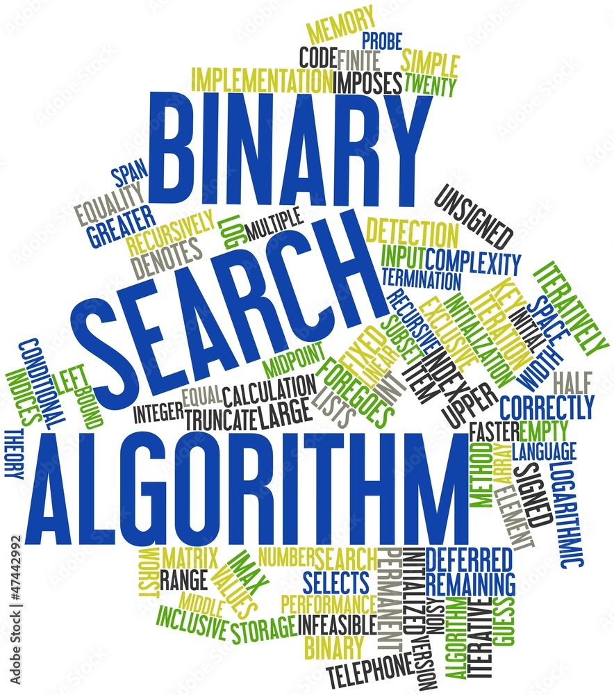 Word cloud for Binary search algorithm Stock Illustration | Adobe Stock