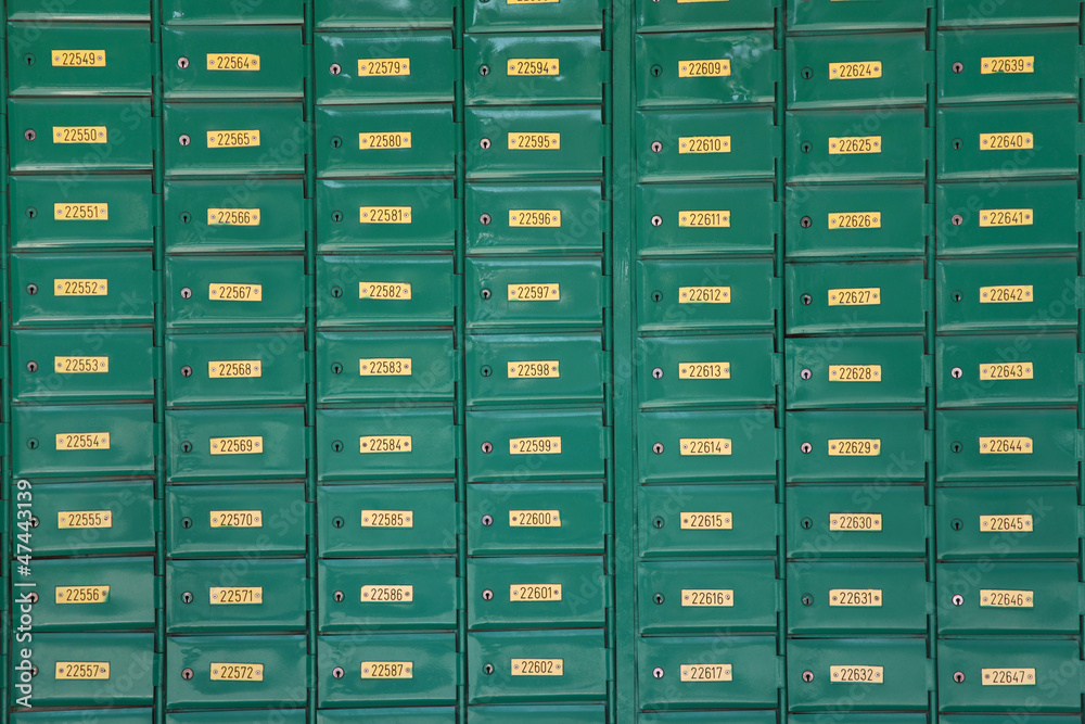 Green post boxes at post office Green post boxes at post office