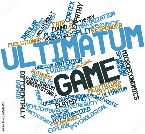 Word cloud for Ultimatum game photo