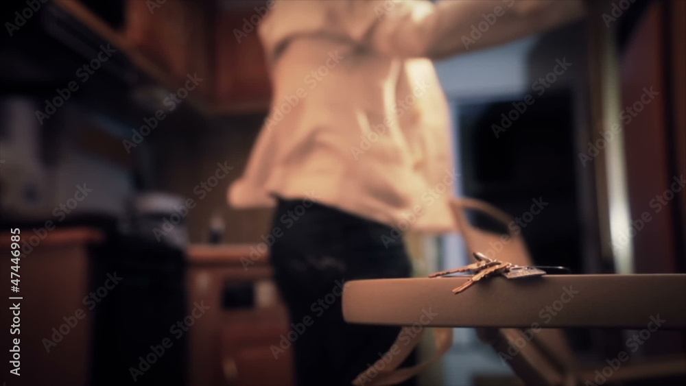 Girl grabbing the car keys and going out