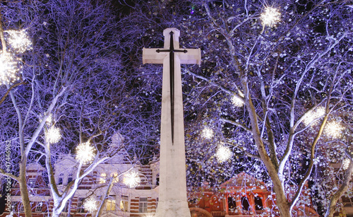 Christmas Lights Display over the cross photo