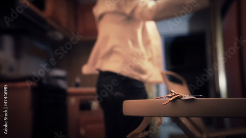 Girl grabbing the car keys and going out