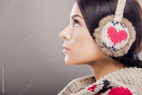 Young woman in winter clothes