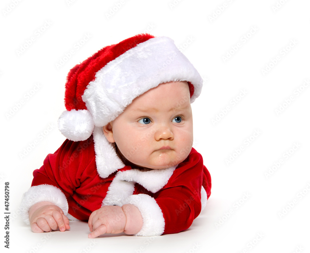 Seven-month-old baby in Santa Claus outfit Seven-month-old baby in Santa Claus outfit