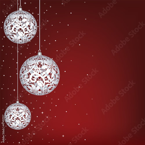 Christmas card with white lace baubles