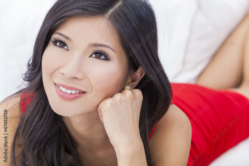Beautiful Asian Chinese Woman Girl in Red Dress Beautiful Asian Chinese Woman Girl in Red Dress