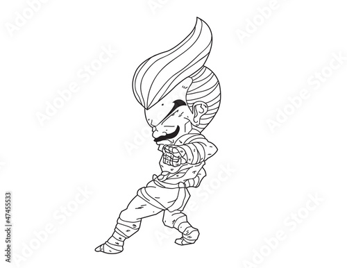 Muay Thai Boran : character cartoon 9 (reverse elbow)