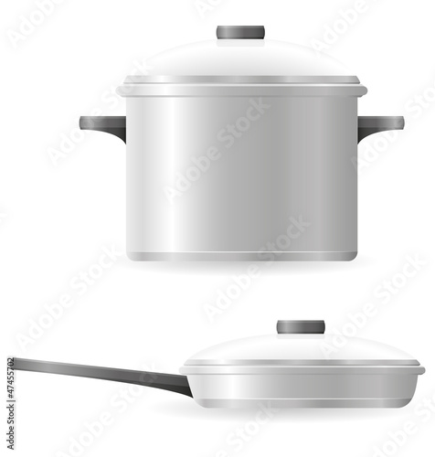 pots and pans tableware vector illustration