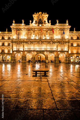 Obraz na płótnie Plaza Mayor in Salamanca at night, Castilla y Leon, Spain w salonie