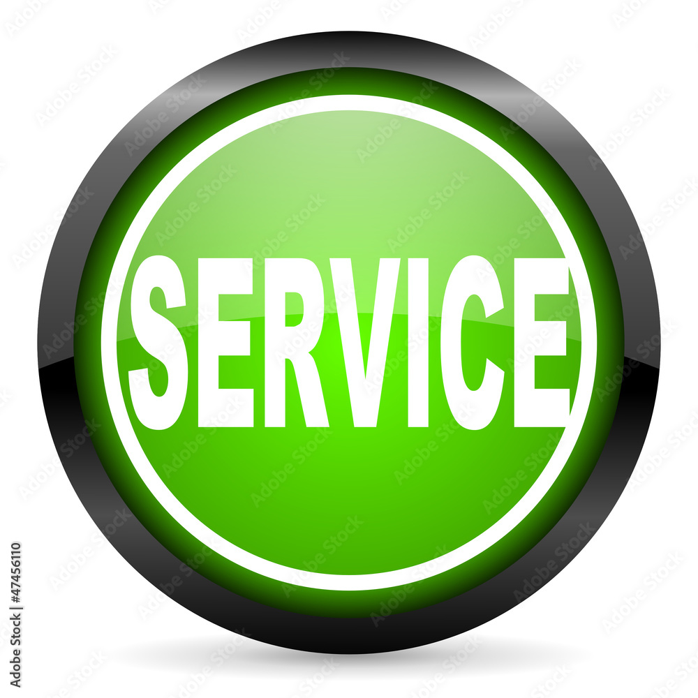 service green glossy icon on white background service green glossy icon on white background