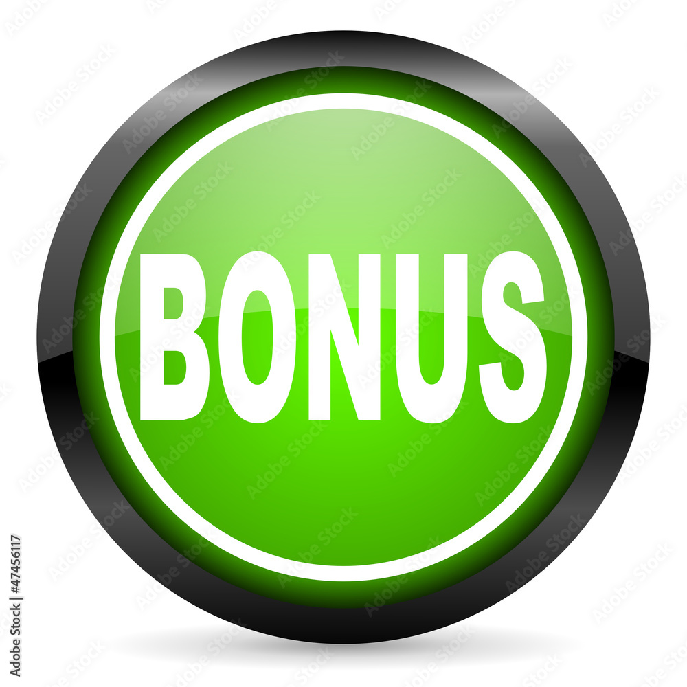bonus green glossy icon on white background bonus green glossy icon on white background
