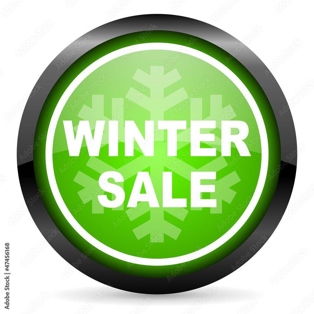 winter sale green glossy icon on white background winter sale green glossy icon on white background
