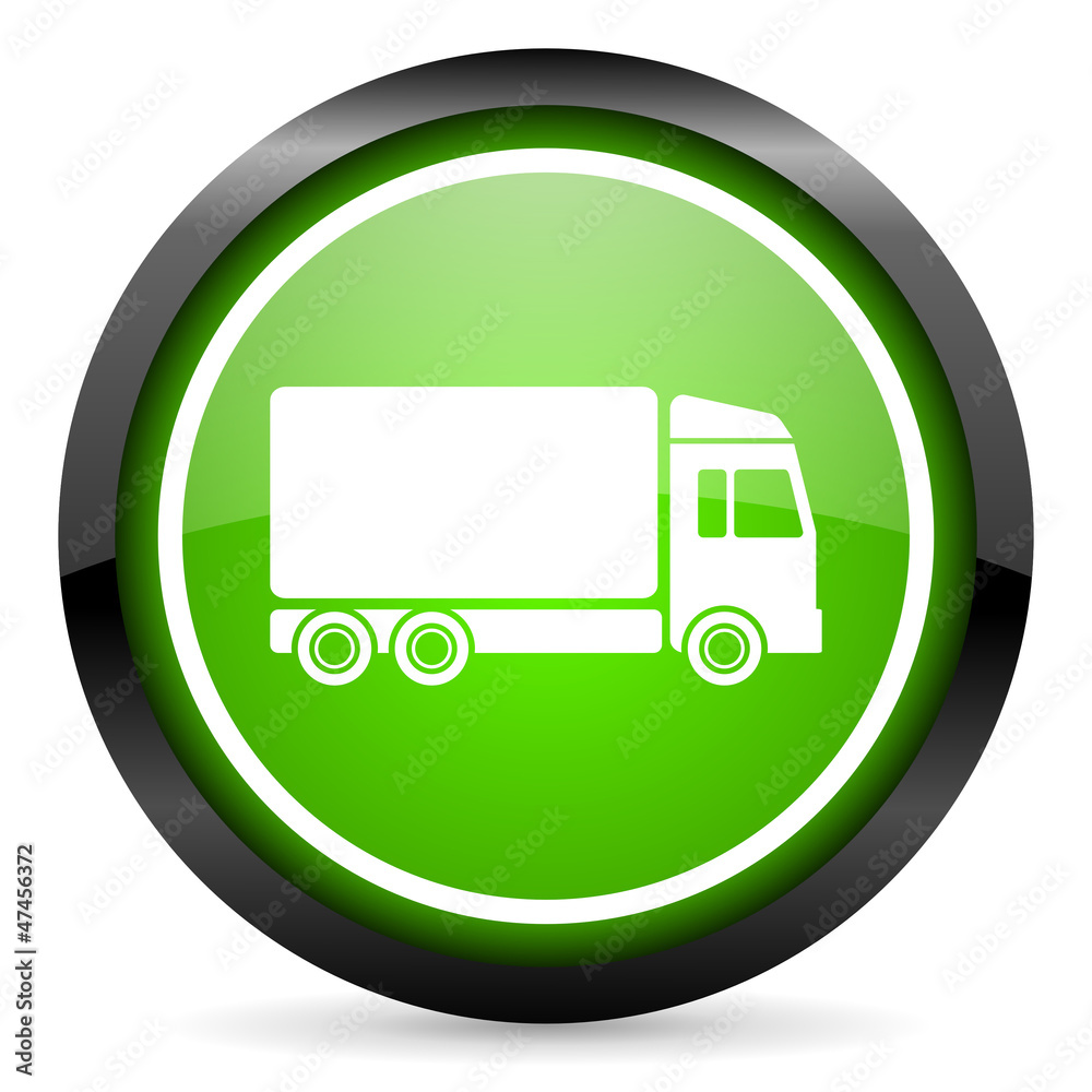 delivery green glossy icon on white background delivery green glossy icon on white background