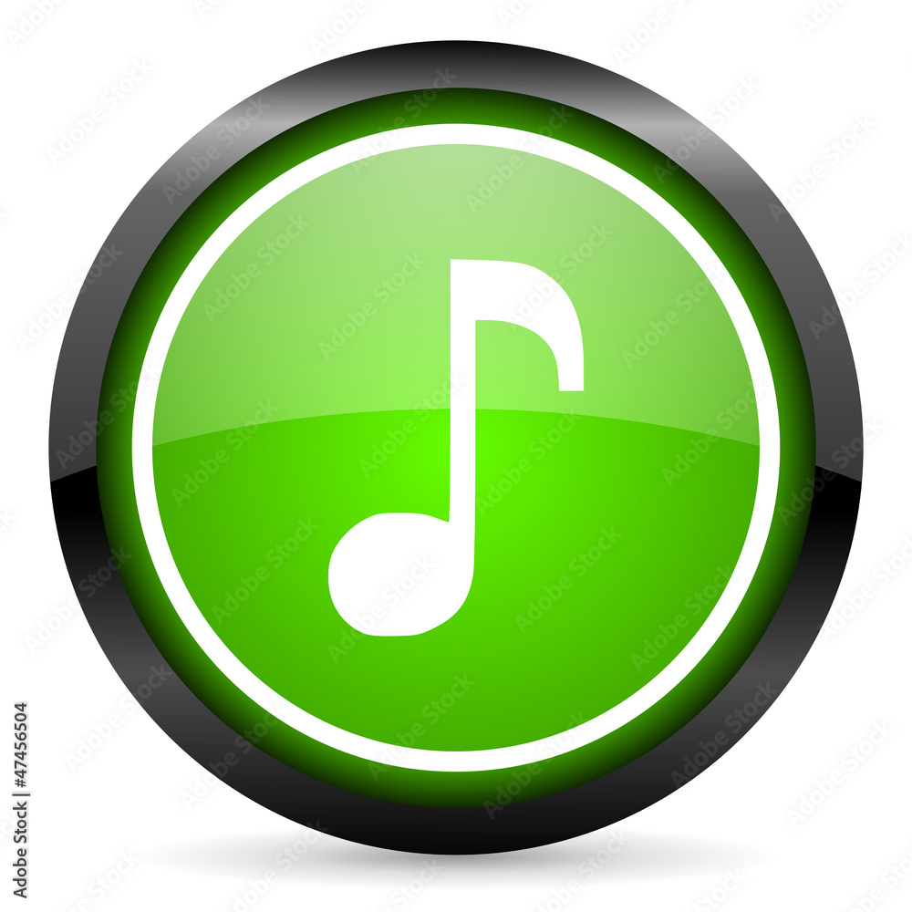 music green glossy icon on white background music green glossy icon on white background