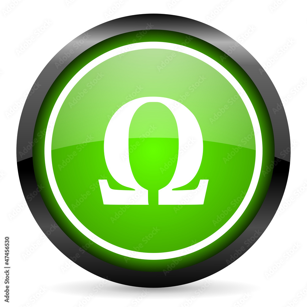 omega green glossy icon on white background omega green glossy icon on white background