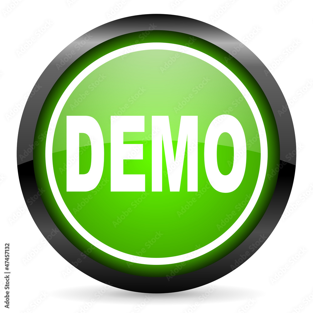demo green glossy icon on white background demo green glossy icon on white background