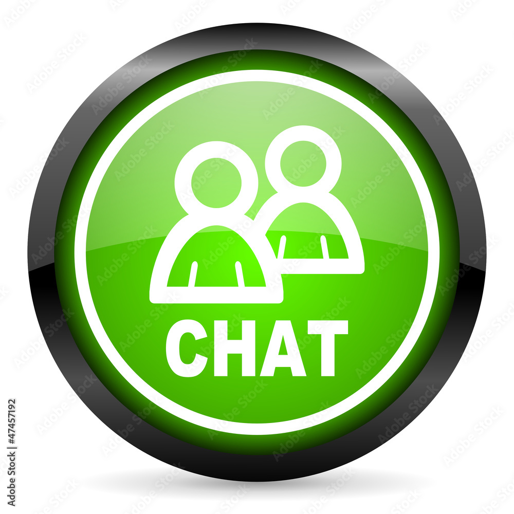 chat green glossy icon on white background chat green glossy icon on white background