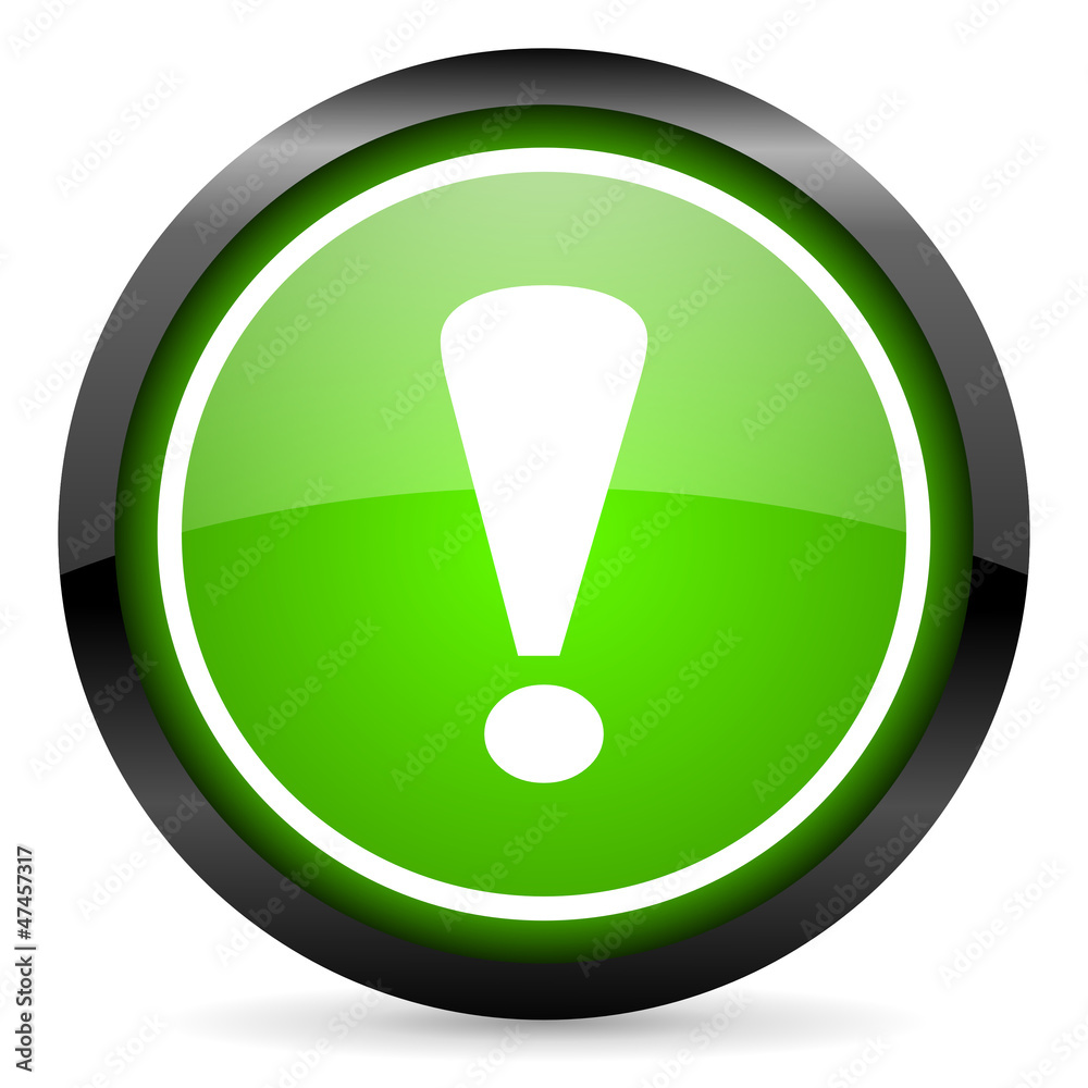 exclamation sign green glossy icon on white background exclamation sign green glossy icon on white background