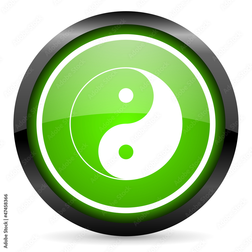 ying yang green glossy icon on white background ying yang green glossy icon on white background