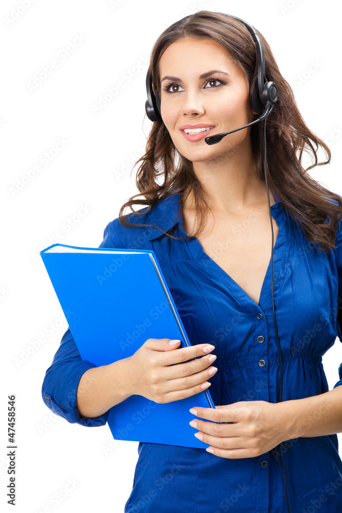 Support phone operator in headset, isolated Support phone operator in headset, isolated