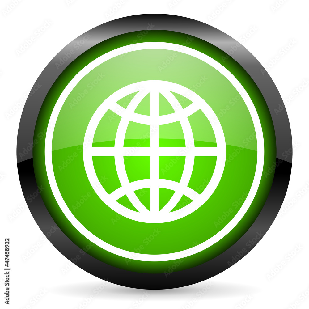 earth green glossy icon on white background earth green glossy icon on white background