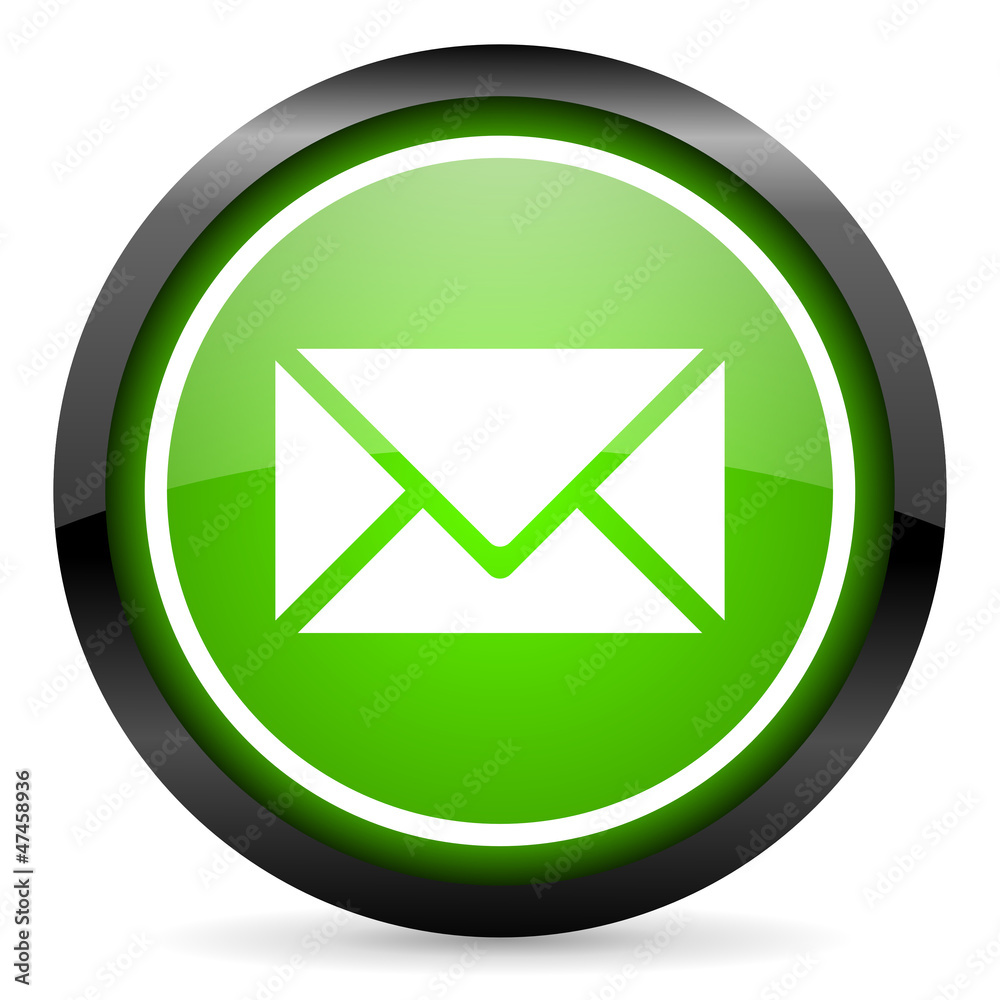 mail green glossy icon on white background mail green glossy icon on white background