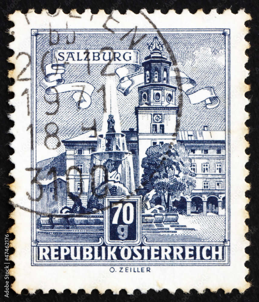 Postage stamp Austria 1962 Residenz Fountain, Salzburg