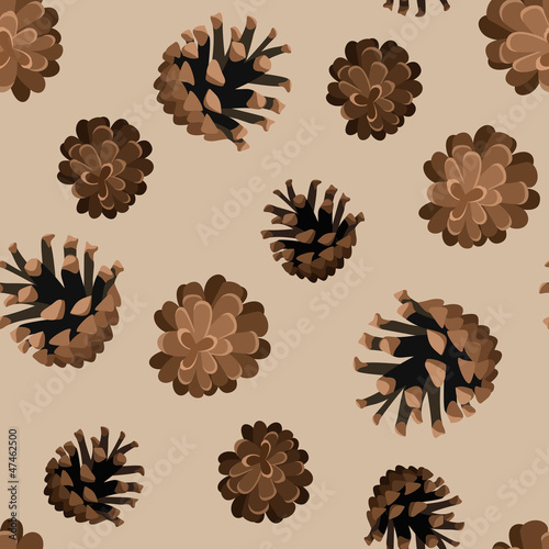 Seamless background with pine cones. Vector illustration.