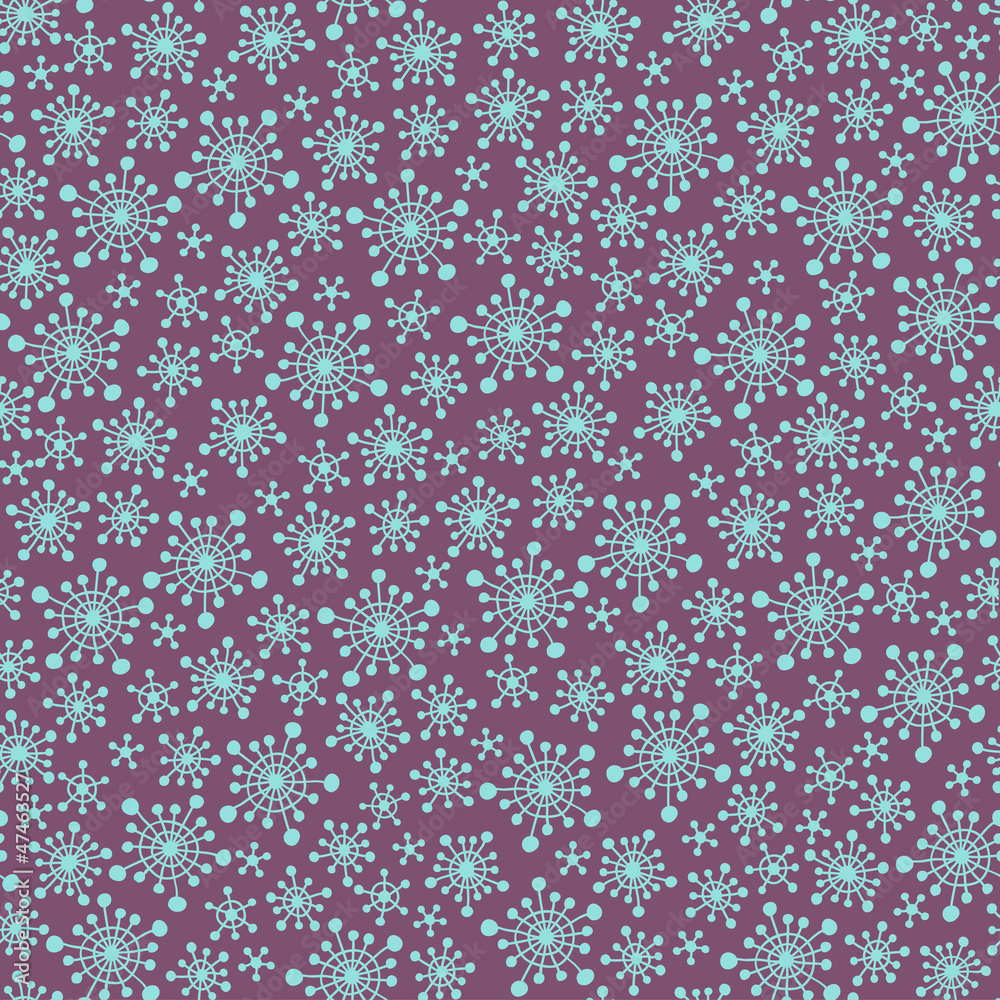 Seamless violet pattern with snowflakes. Vector illustration