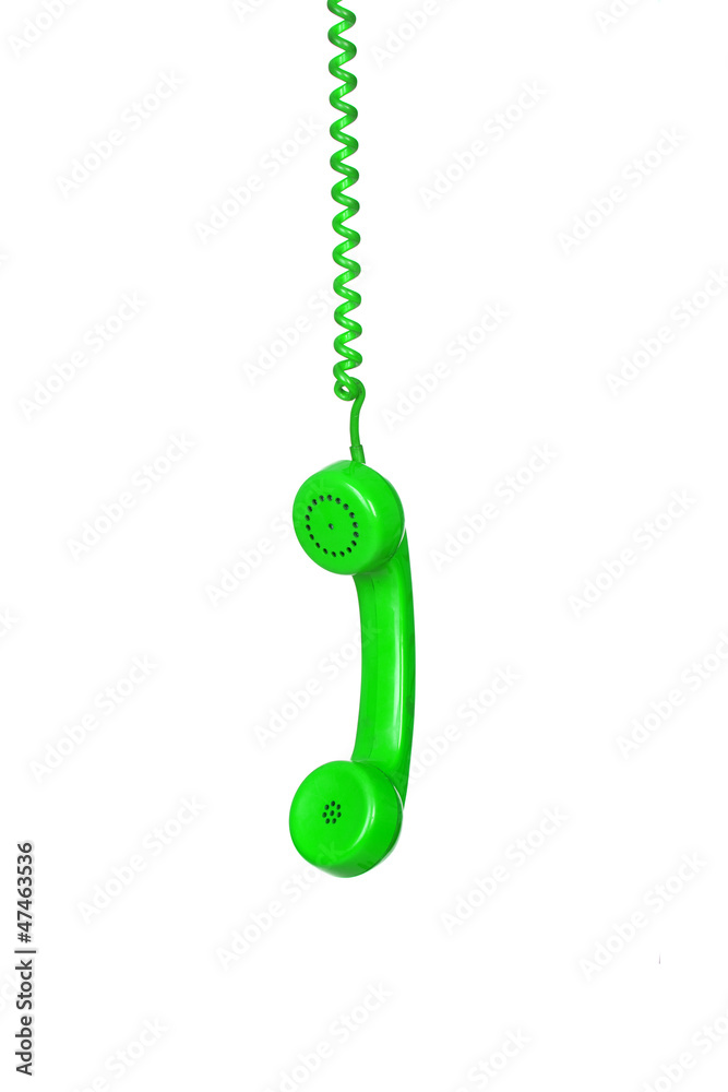 Green telephone cable hanging Green telephone cable hanging